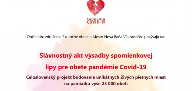 Slávnostný akt výsadby spomienkovej  lipy pre obete pandémie Covid-19